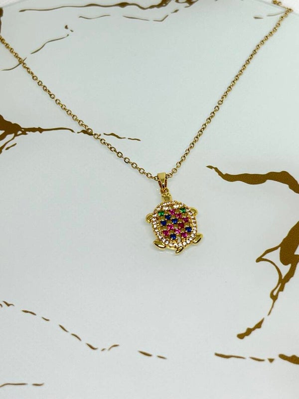 Tara: Collier Pendentif Tortue En Acier Inoxydable