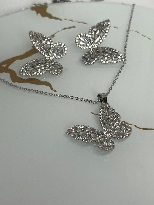 Sabrina : Ensemble motif papillon en acier inoxydable