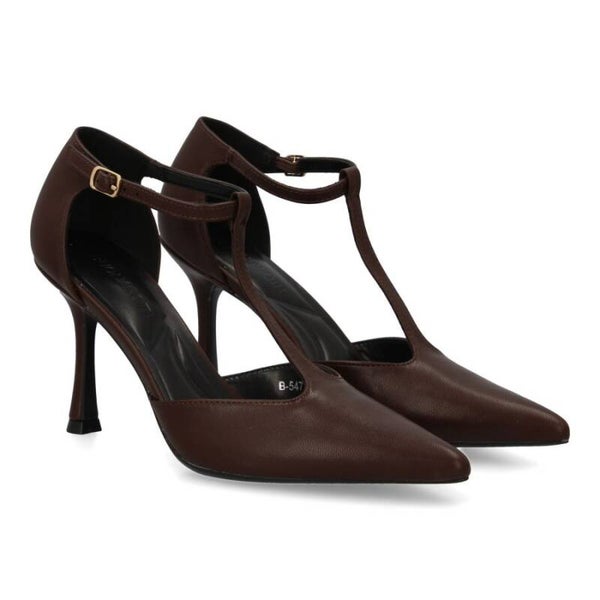 Stiletto de Salón Negro con Correa al Tobillo y Plataforma