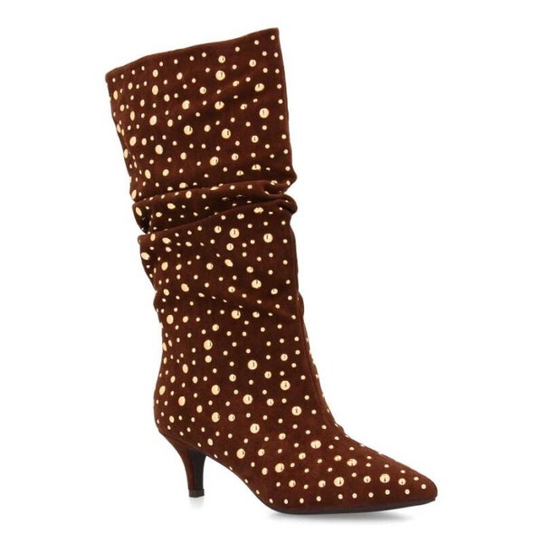 Bota Caña Arrugada con Pedrería | Tacón Fino y Punta Fina FW