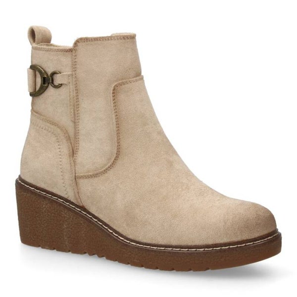 Botín Mujer Cuña Cómoda Diario | Adorno Metálico y Cremallera