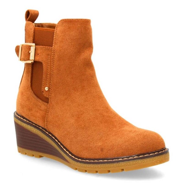 Botines de Cuña Media Camel Elegantes para Mujer | Confort Diario y Estilo Sofisticado