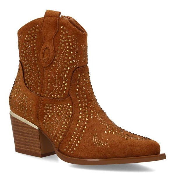 Botines Vaqueros de Mujer con Detalles Brillantes