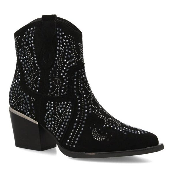 Botines Vaqueros de Mujer con Detalles Brillantes