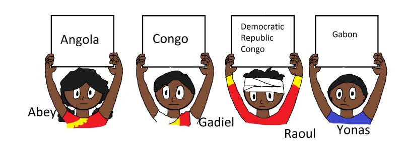 Angola, Congo, Democratic Republic of Congo and Gabon