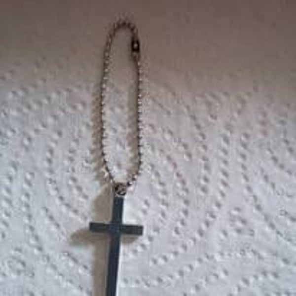Silver cross keychain