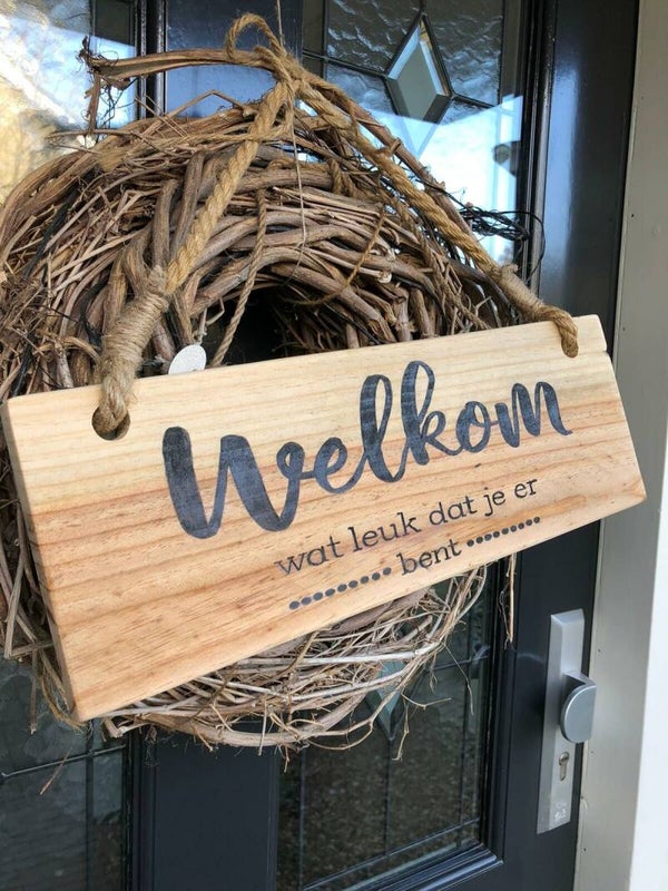 Wood geschenk hang bordje