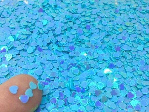 Confetti hartjes blauw metallic