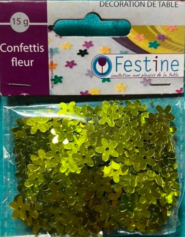Tafel confetti bloem geel