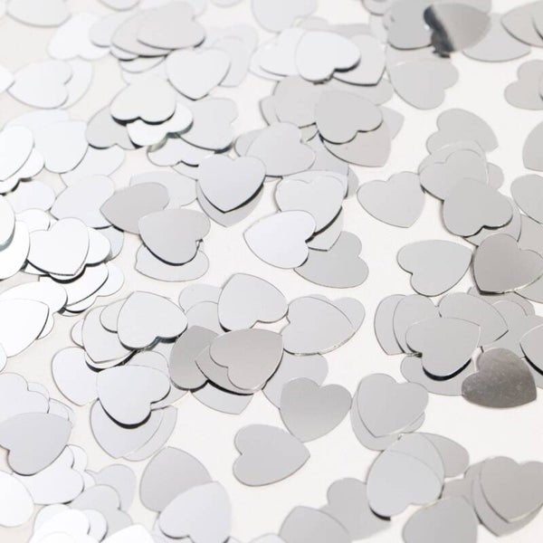 Confetti hartjes zilver metallic
