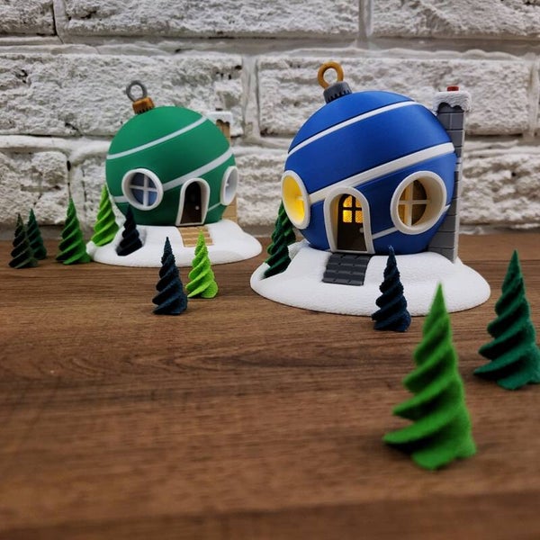 Teelicht Halter, Elfen Wohnhaus - Christbaumkugel / Weihnachtsdekoration