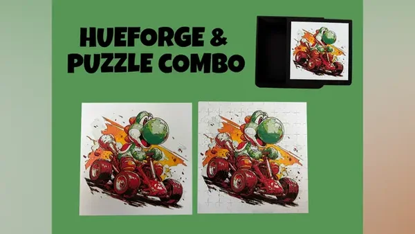 Yoshi, Mario Kart, Hueforge & Puzzle Combo, 3D gedruckte Wandkunst