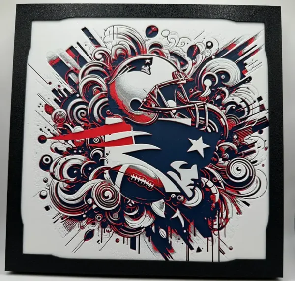 New England Patriots, NFL, Hueforge, 3D gedruckte Wandkunst