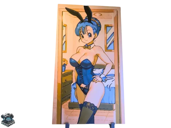 Bulma im Hasenkostüm, Hueforge, 3D gedruckte Wandkunst