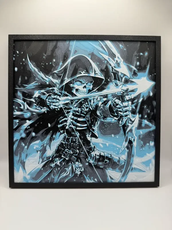 DnD, Dungeons and Dragons, Skelett-Bogenschütze, 3D Poster, Hueforge