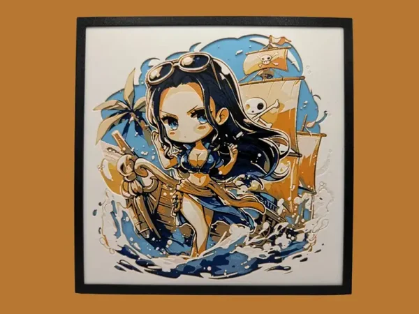One Piece, Nico Robin Chibi, Hueforge, 3D gedruckte Wandkunst