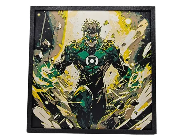 Green Lantern, Hueforge, 3D gedruckte Wandkunst