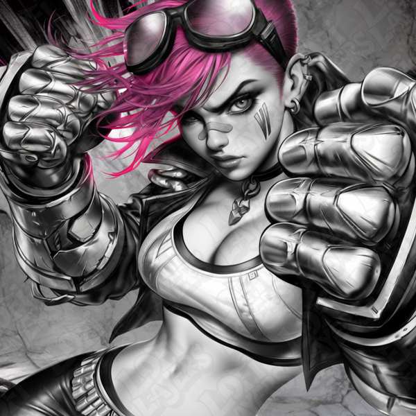Arcane, Vi, League of Legends, Hueforge, 3D gedruckte Wandkunst