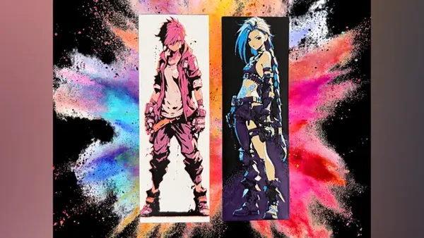 Arcane, Jinx und V, Lesezeichen, Hueforge, 3D gedruckte Wandkunst