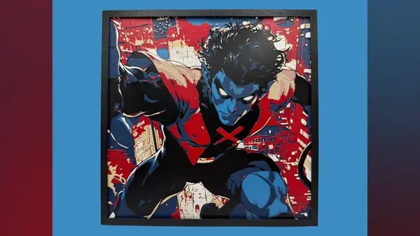 Nightcrawler, X-Men, Marvel Comics, Hueforge, 3D gedruckte Wandkunst