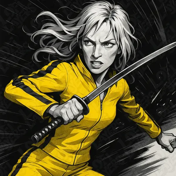 Die Braut, Kill Bill, Hueforge - 3D gedruckte Wandkunst