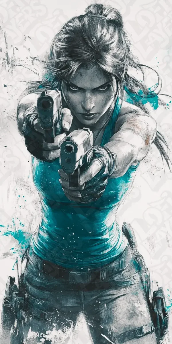 Tomb Raider, Lara Croft, Doppelhueforge, 3D gedruckte Wandkunst