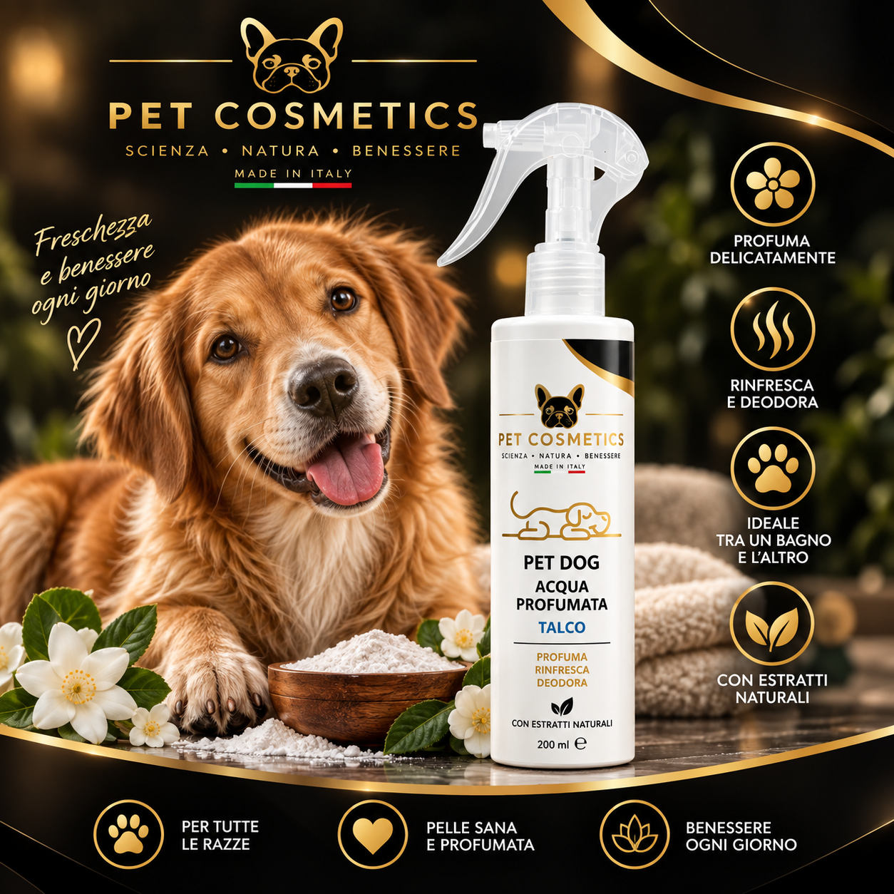 PET DOG - ACQUA PROFUMATA TALCO  200ML