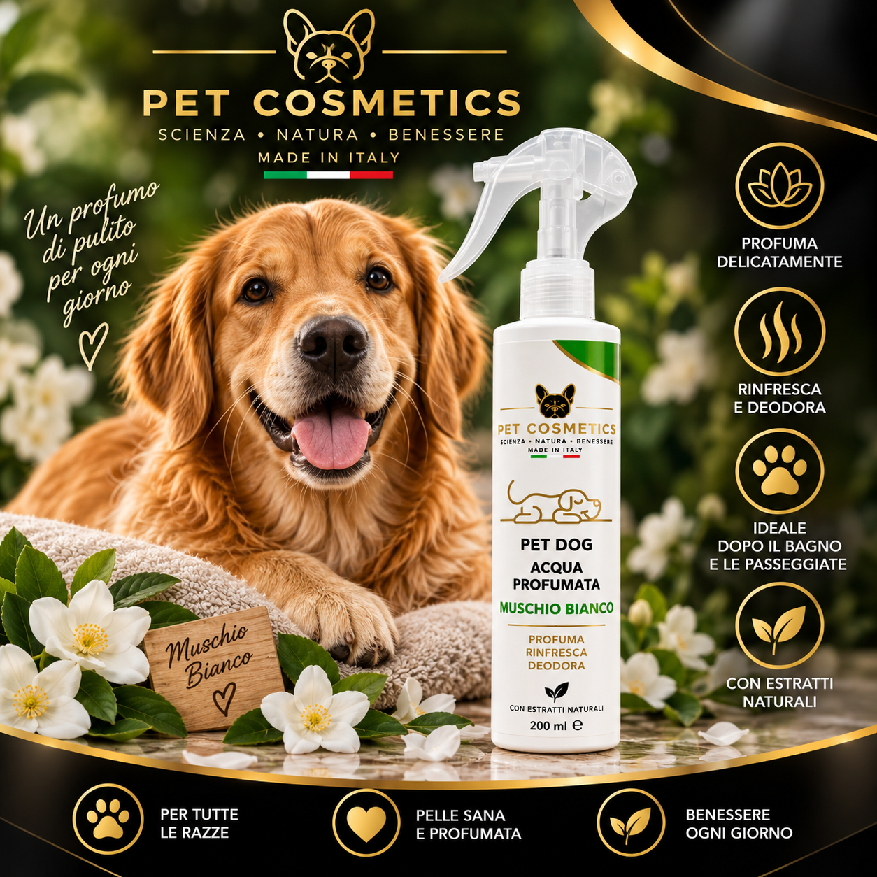 PET DOG - ACQUA PROFUMATA MUSCHIO BIANCO 200ML