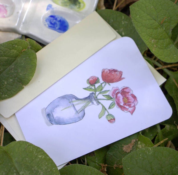 VASE PIVOINES - carte format A5