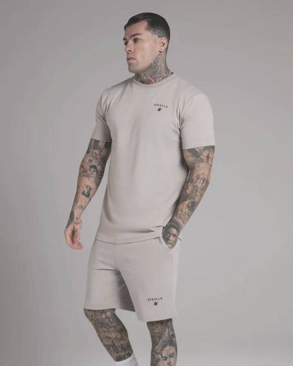SikSilk Beige t-shirt and Shorts set