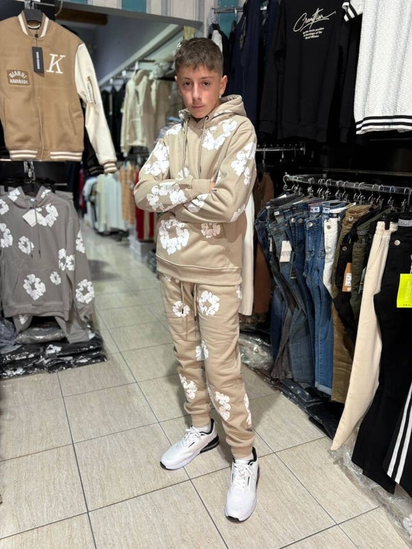 Cream Graphic Design Tracksuit