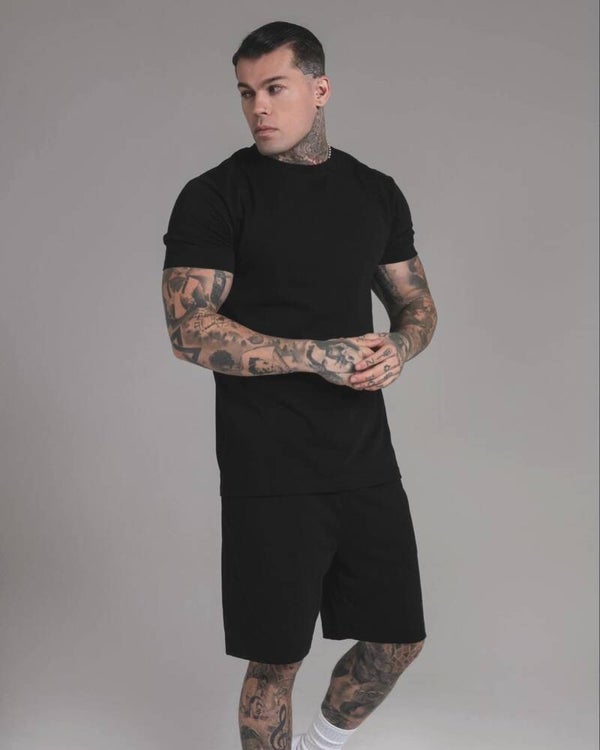 SikSilk Black t-shirt and Shorts set