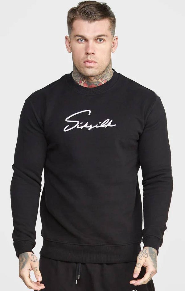 Black script embroidery Sweatshirt