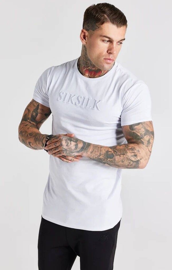 White Embroided short sleeve gym t-shirt
