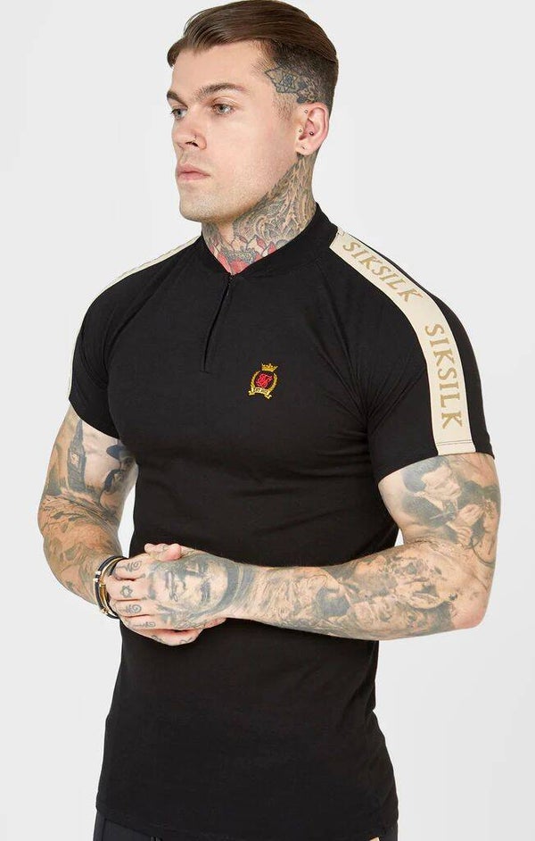 Black crest short sleeve polo