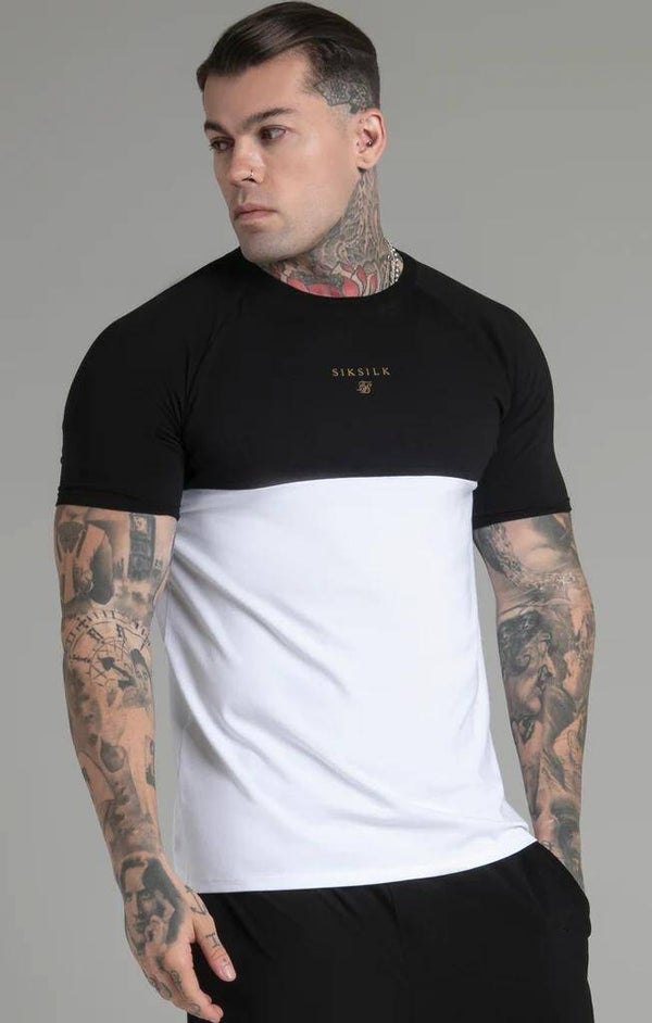 SikSilk Black and White Cut and Sew T-Shirt