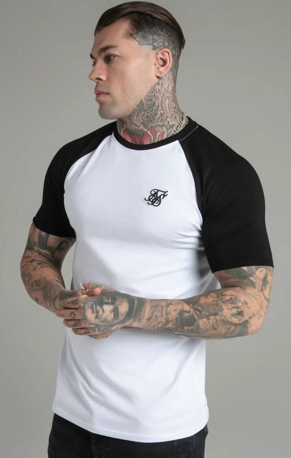 SikSilk white and black Raglan t-shirt