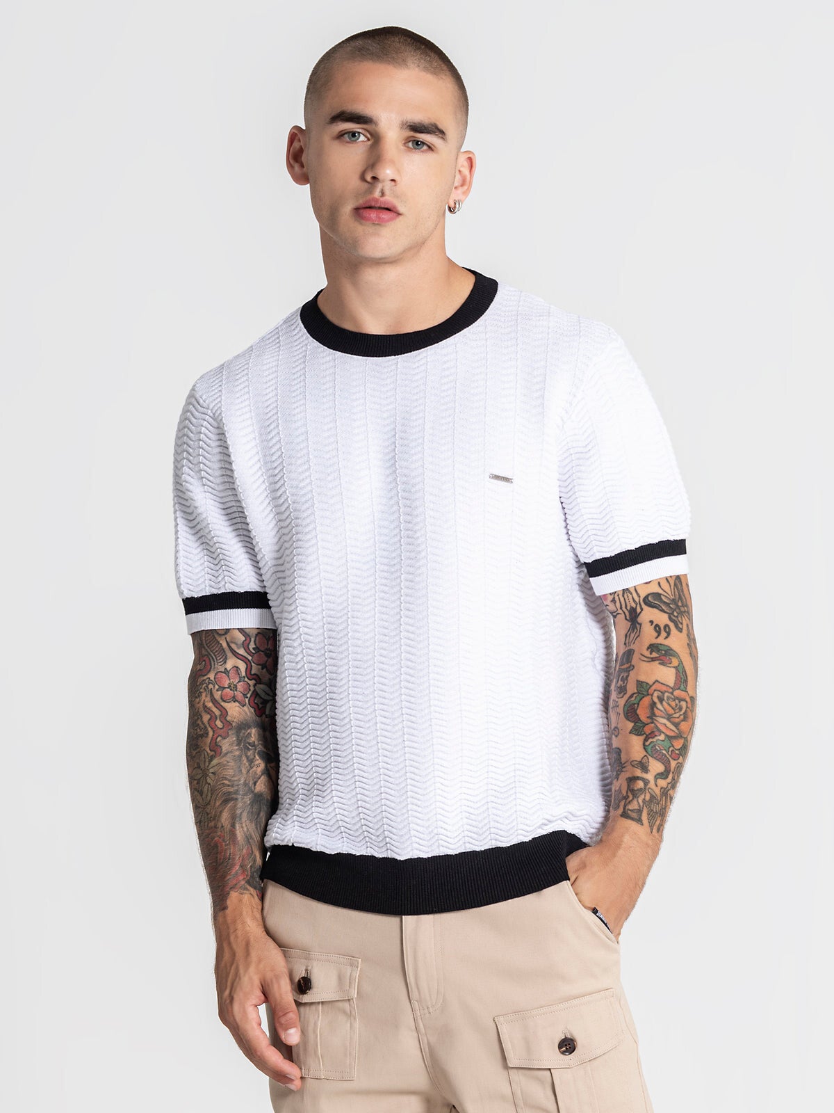 White Edge Knit Tee