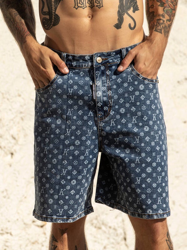 Blue Monogram Denim Shorts
