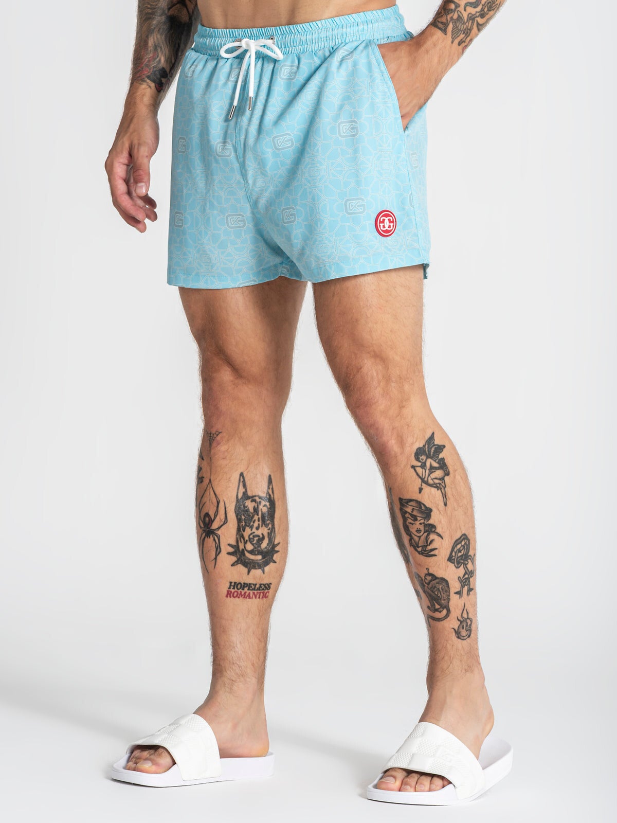 Light blue tiled swimshorts