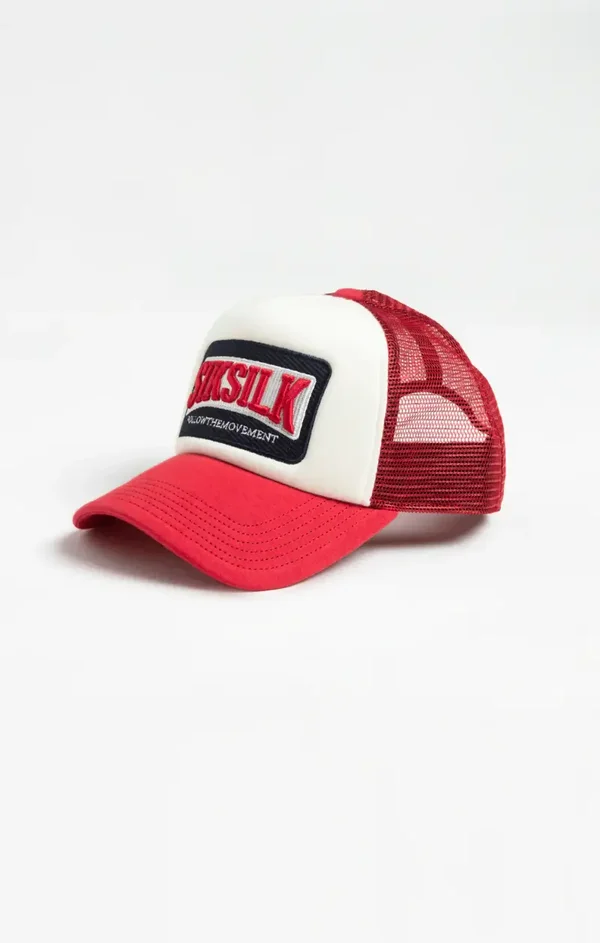 Red and White Foam Mesh Trucker