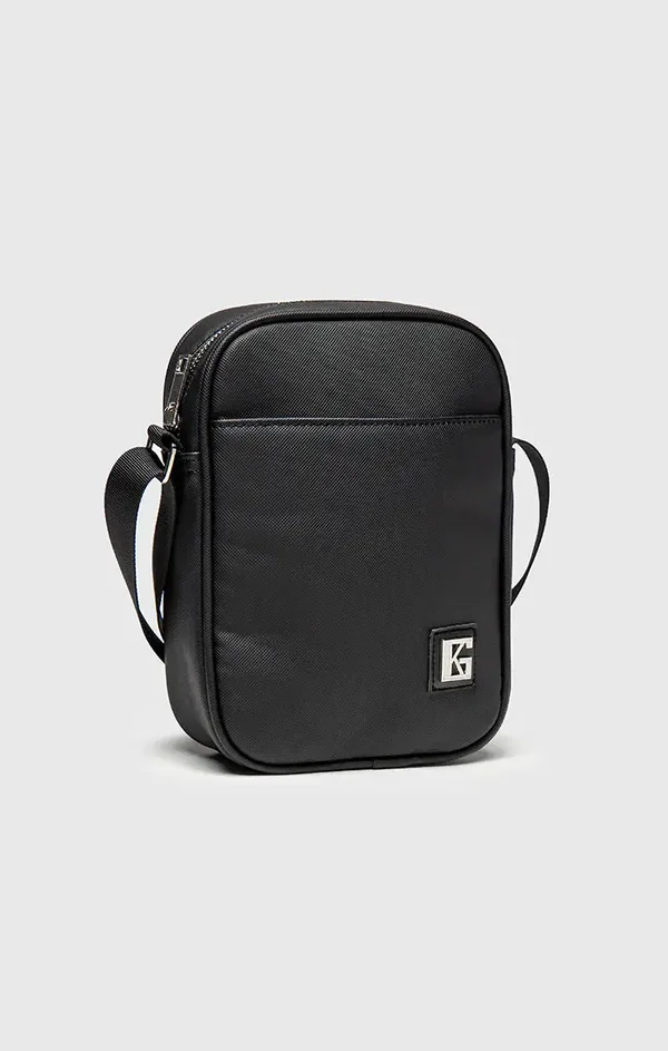 Black ID vertical shoulder bag