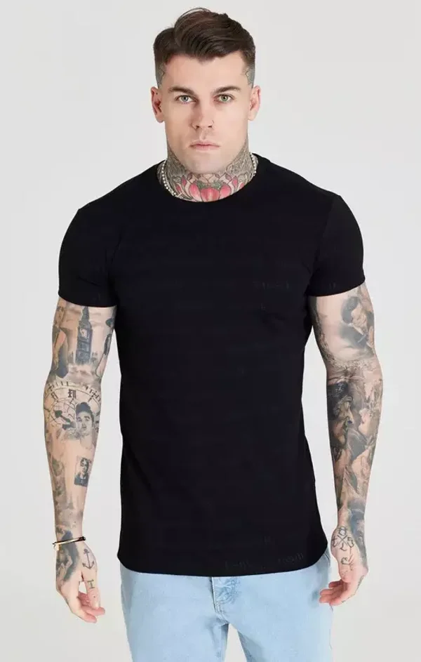 SikSilk Jacquard Tee- Black