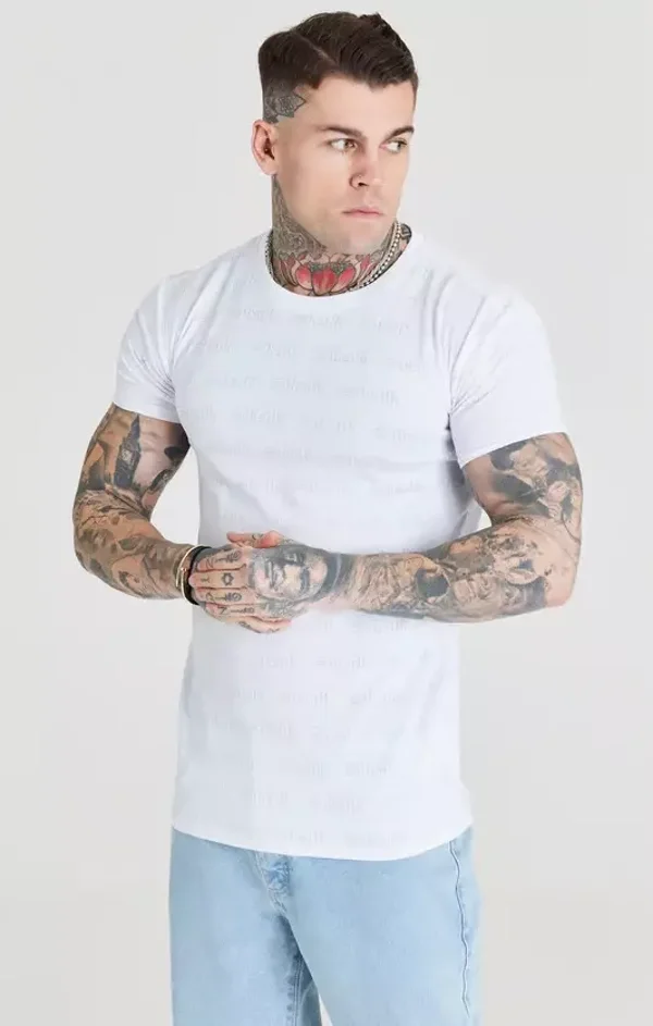 Siksilk Jacquard Tee- White