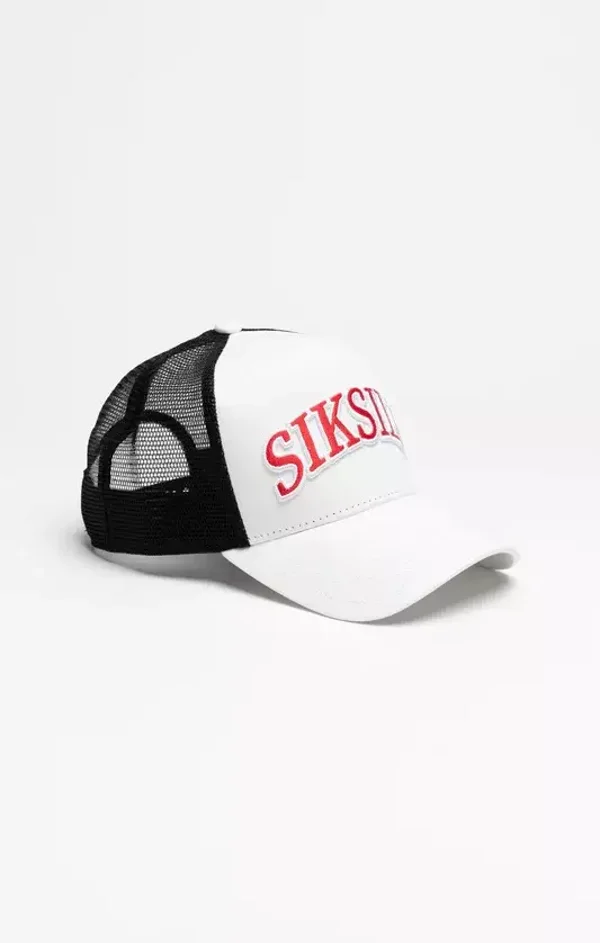 White Mesh Shadow Logo Trucker Cap