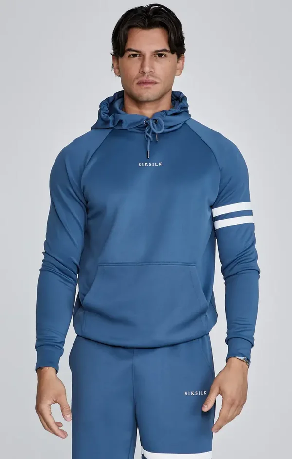 SikSilk Blue muscle fit hoodie