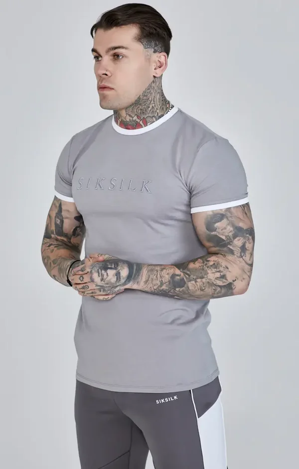 SikSilk grey ringer t-shirt