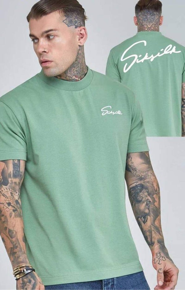 Green script print oversized t-shirt