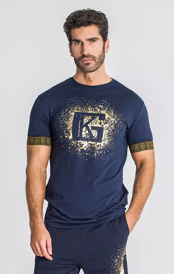 Navy Blue Explosion Elastic Tee