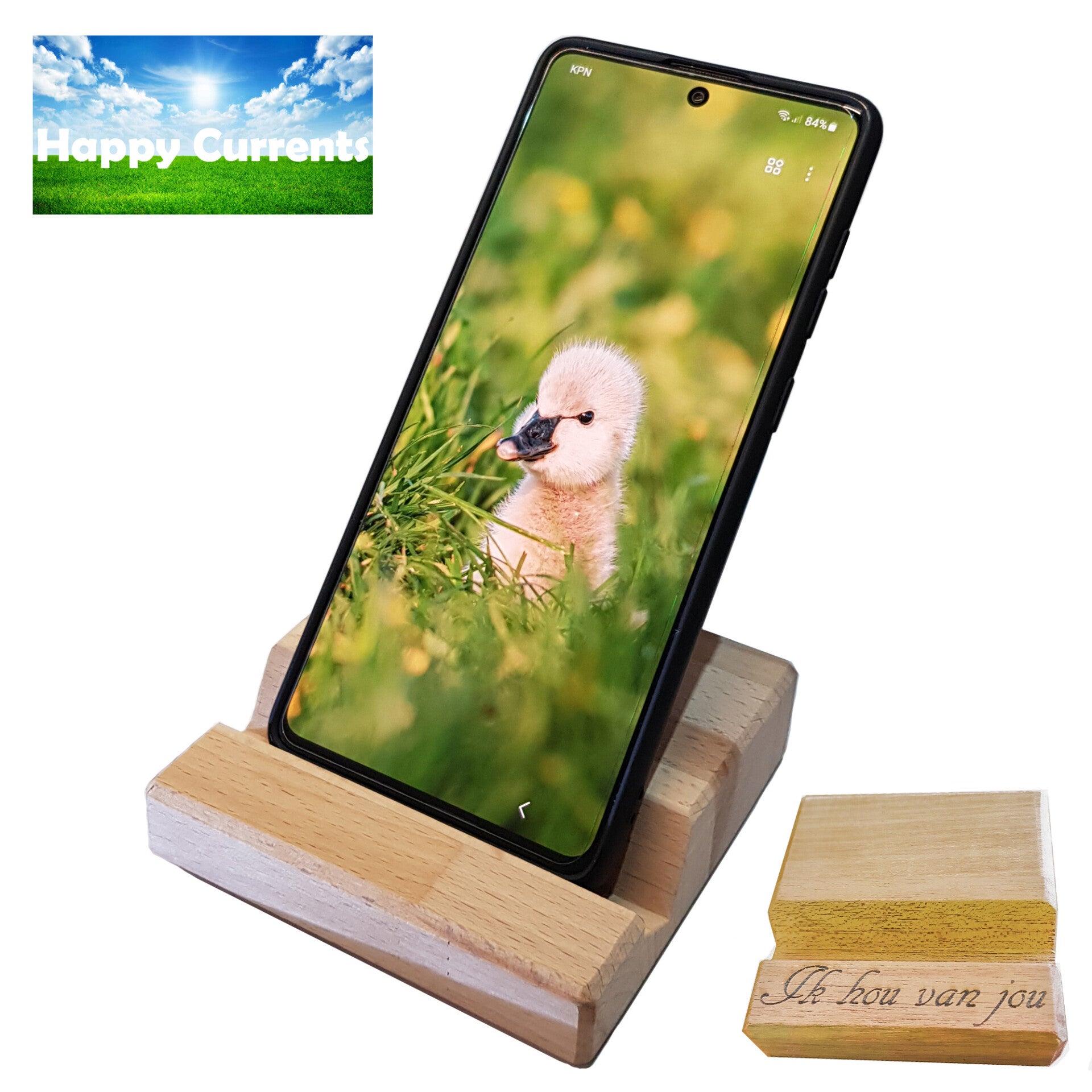 Telefoonsteun met gravering naar keuze